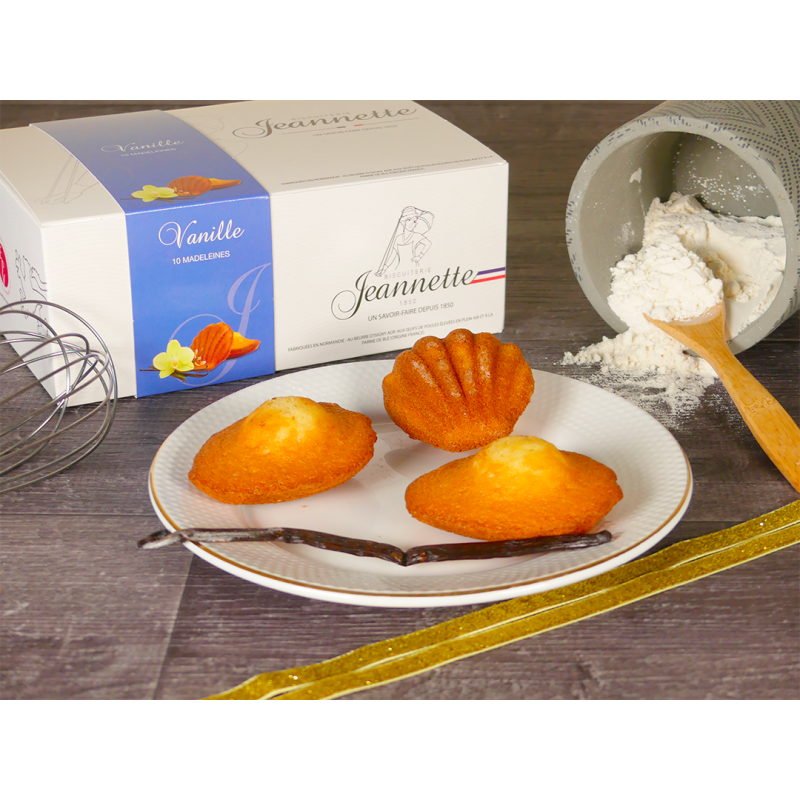 Vanille - Boîte de 10 madeleines -  Biscuiterie Jeannette Caen Colombelles Normandie
