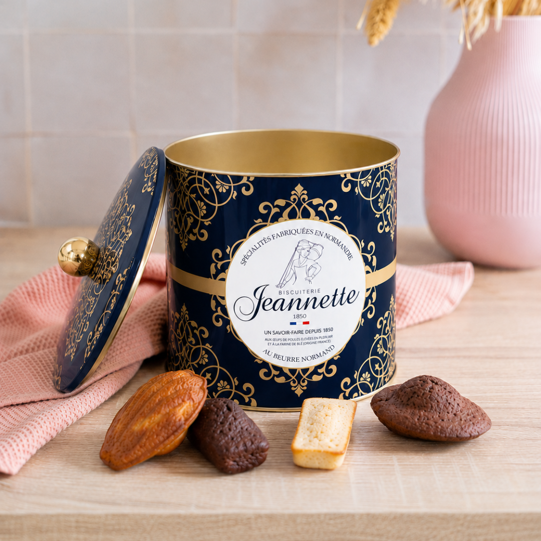 Madeleines Nature | Boîte Métal Bleu & Or 300g
