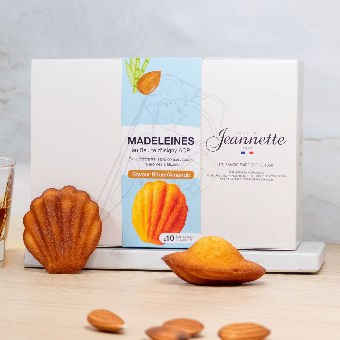 Madeleines Saveur Rhum/Amande | Boîte Blanche 250g
