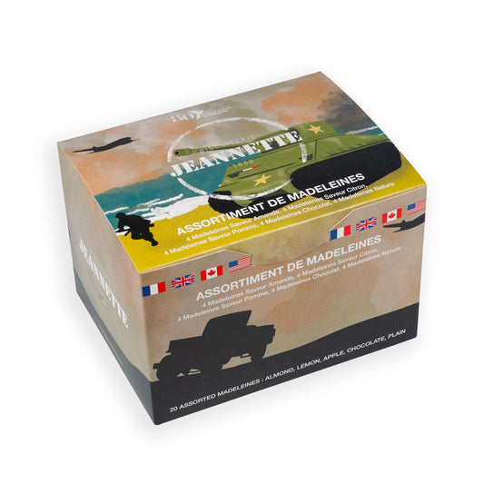 Boîte d'un assortiment de Madeleines avec illustration D-Day