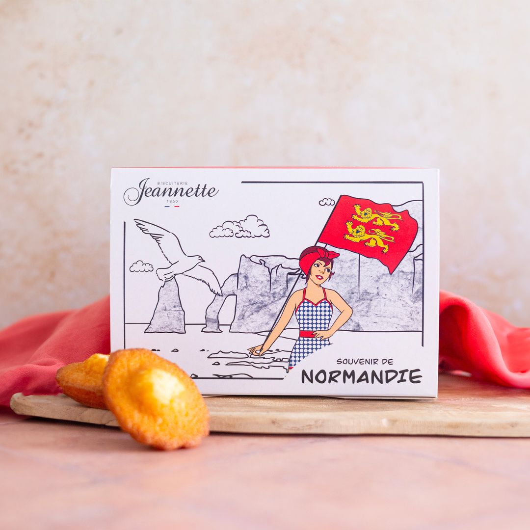 Boîte de Madeleines Nature avec illustration Normandie